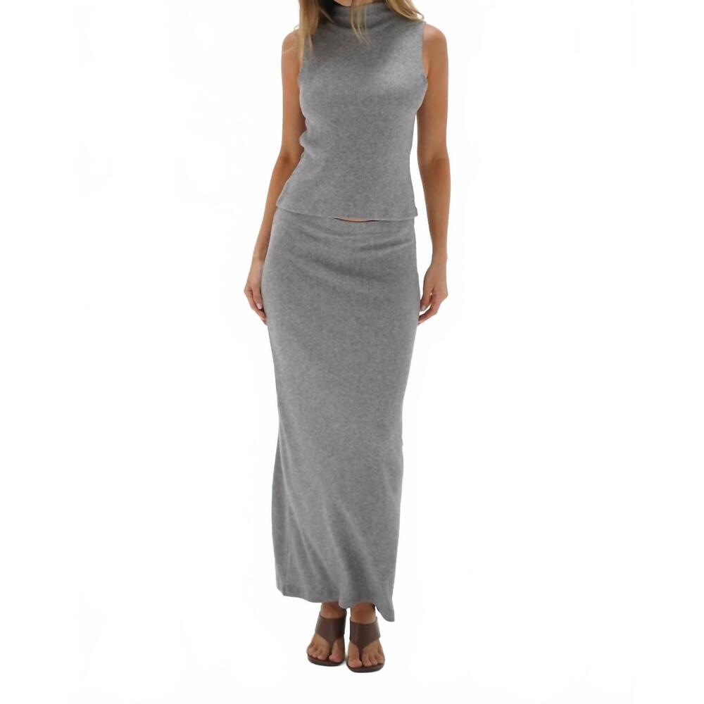 NEW LNA soph column skirt in silver grey lurex